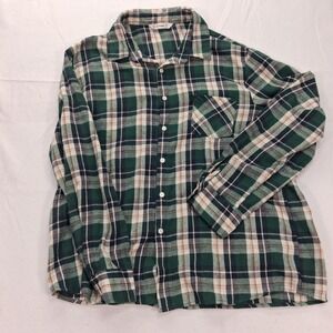 PatPat Button Down Shirt Mens XL Plaid‎ Green Long Sleeve Casual EUC
